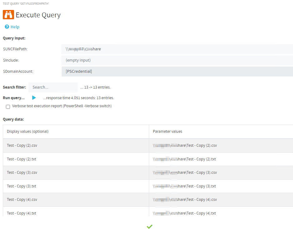 Execute Query - Query Result