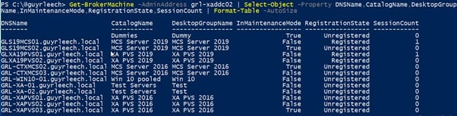 You can display specific properties by passing the output from Get-BrokerMachine to Select-Object