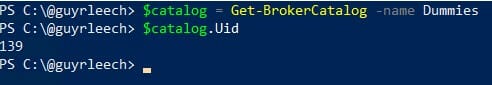 Simplified PowerShell command for retrieving the UID of a catalog