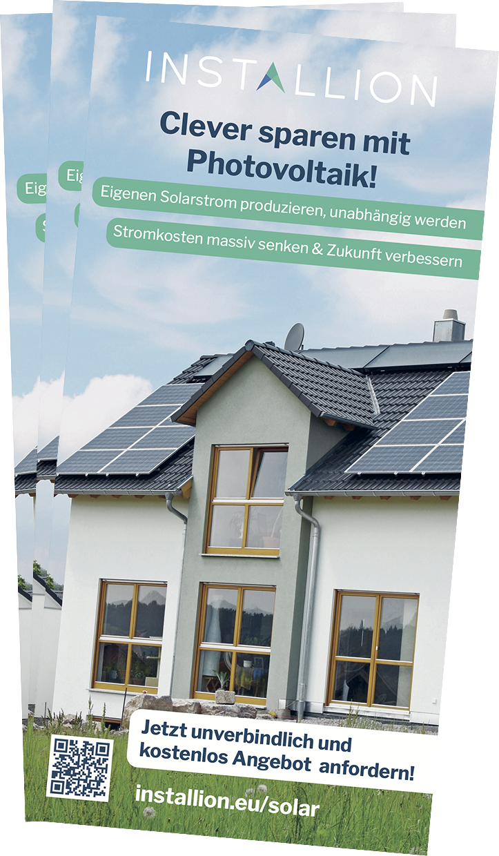 Das Bild zeigt einen Flyer für Endkunden von der Firma Installion.