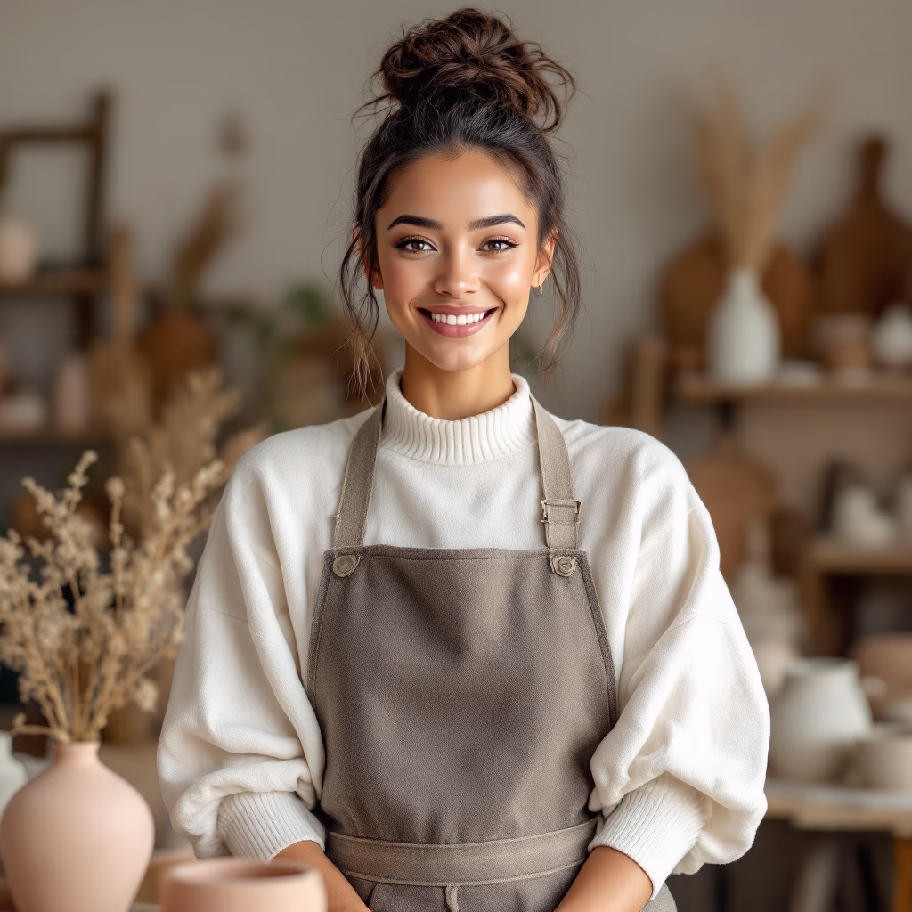 [headshot] image of satisfied customer (for a ceramic studio)