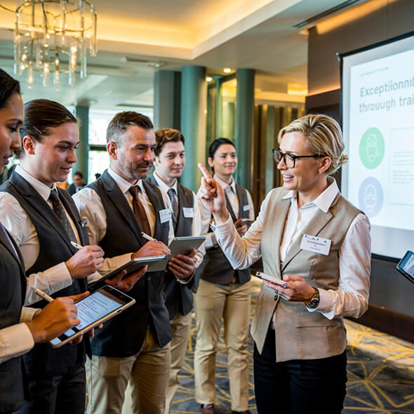 Hotel staff participating in a training session — hotel & hospitality training solutions