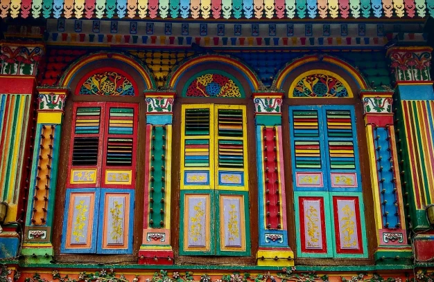 Colorful buildings in downtown Singapore