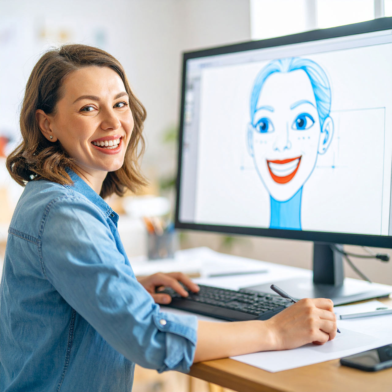 Animator designing a character