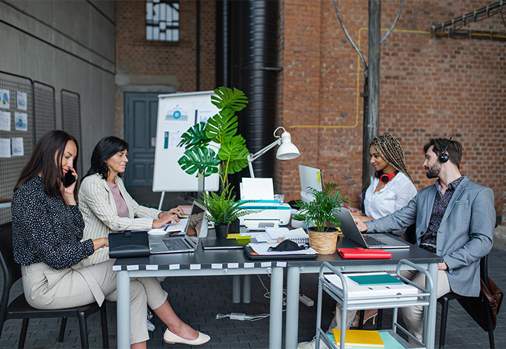 Man and woman chatting from the window