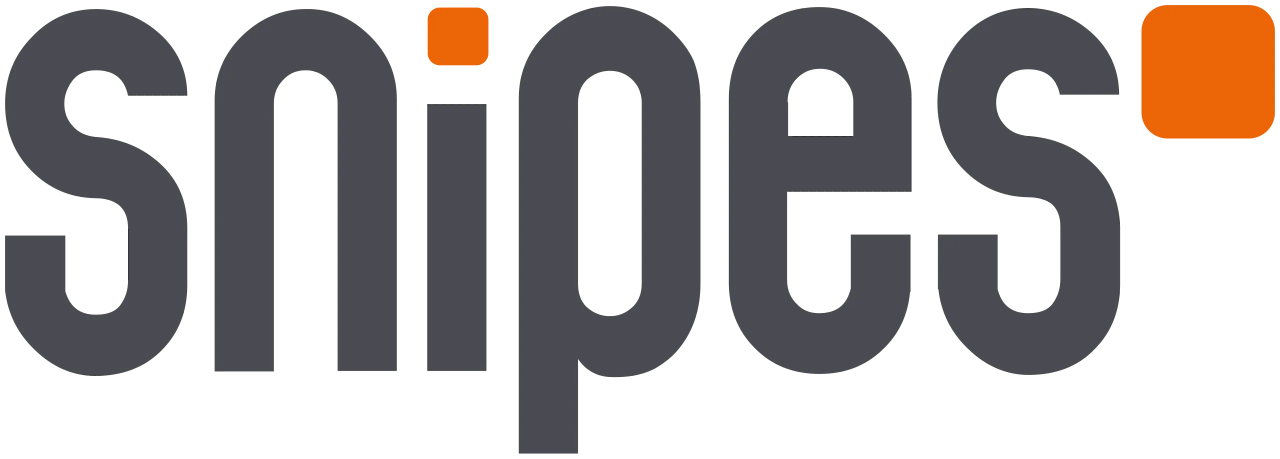 Logo von Snipes mit orangefarbenen Punkten.