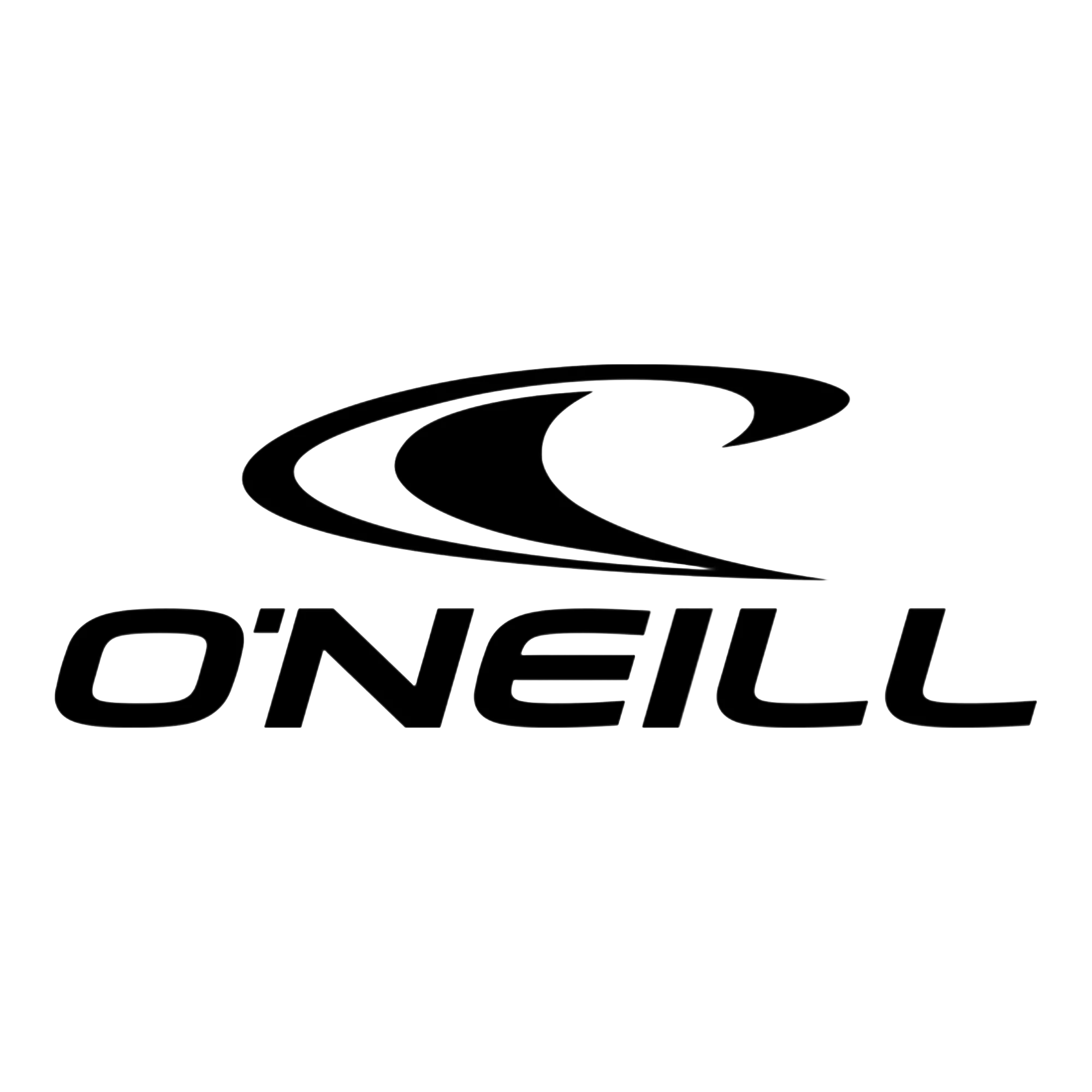 O'Neill Markenlogo mit stilisierter Welle darüber in schwarzer Schrift.