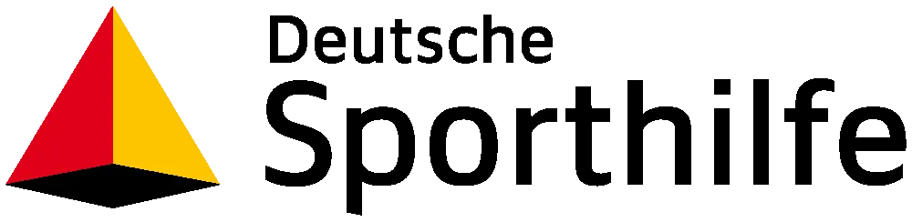 Deutsche Sporthilfe Logo mit rotem, gelbem und schwarzem Dreieck.