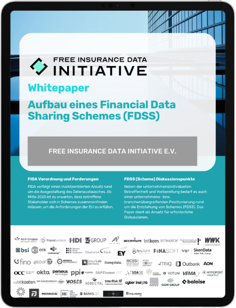 Tablet mit geöffnetem Whitepaper "Aufbau eines Financial Data Sharing Schemes"