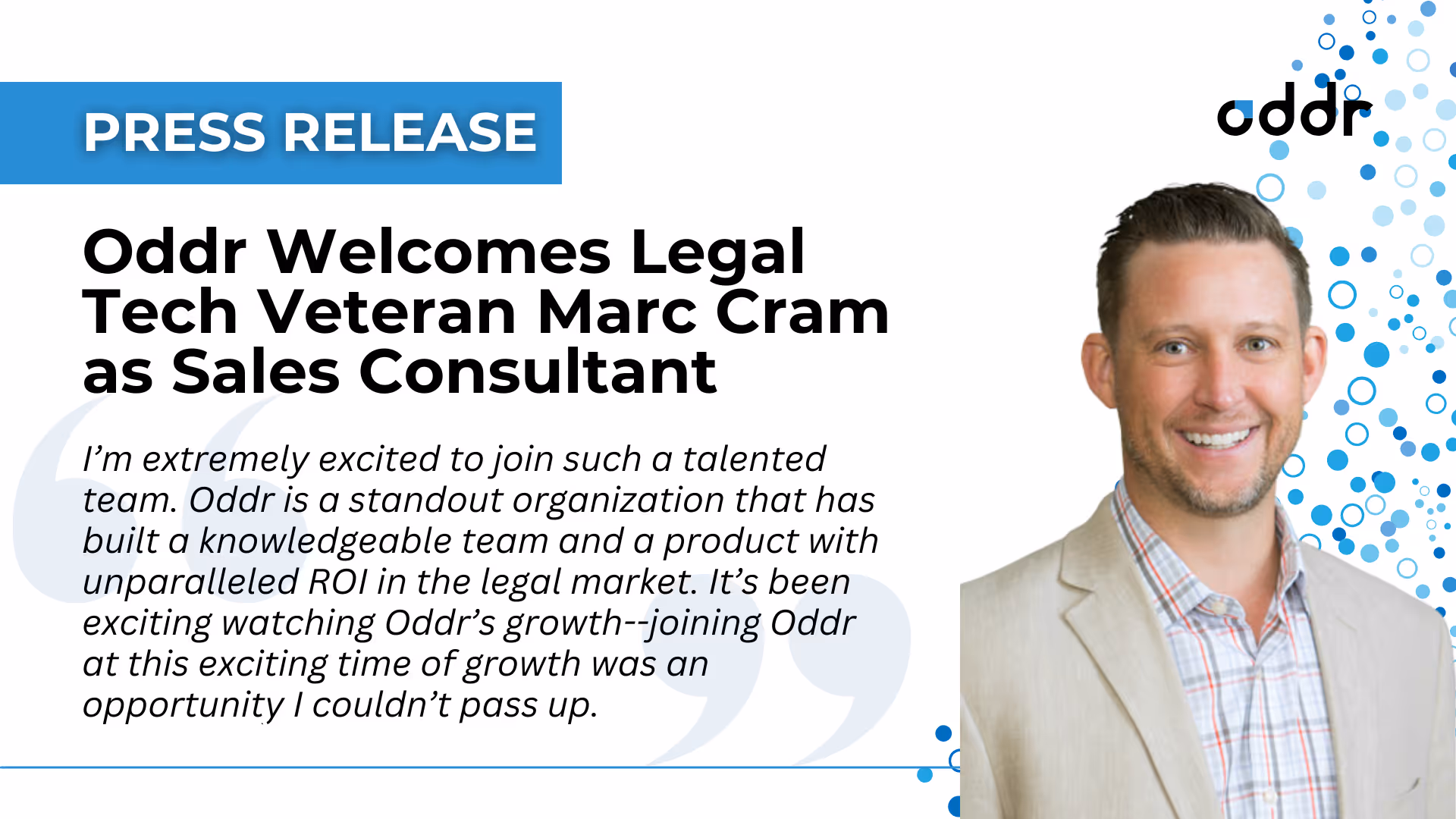 Oddr Welcomes Legal Tech Veteran Marc Cram as Sales Consultant
