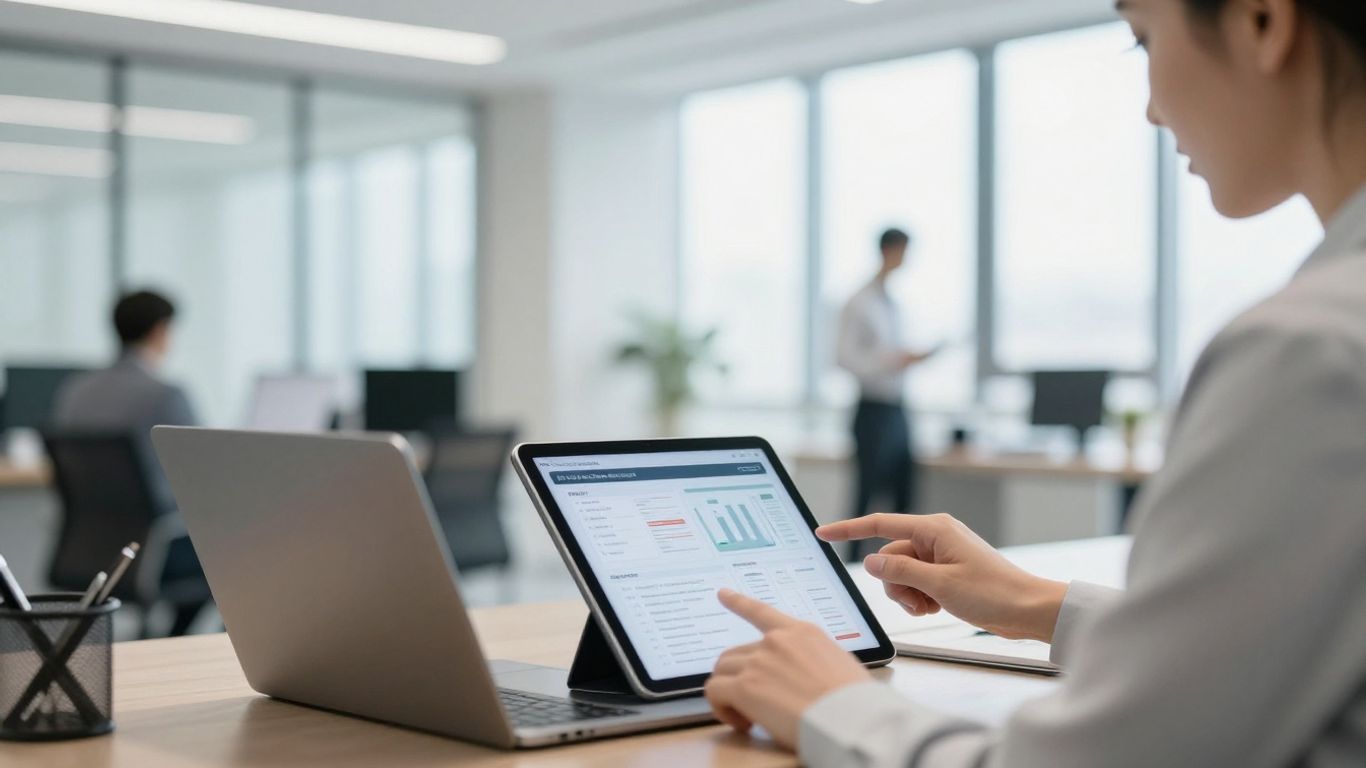Legal professional evaluating financial data