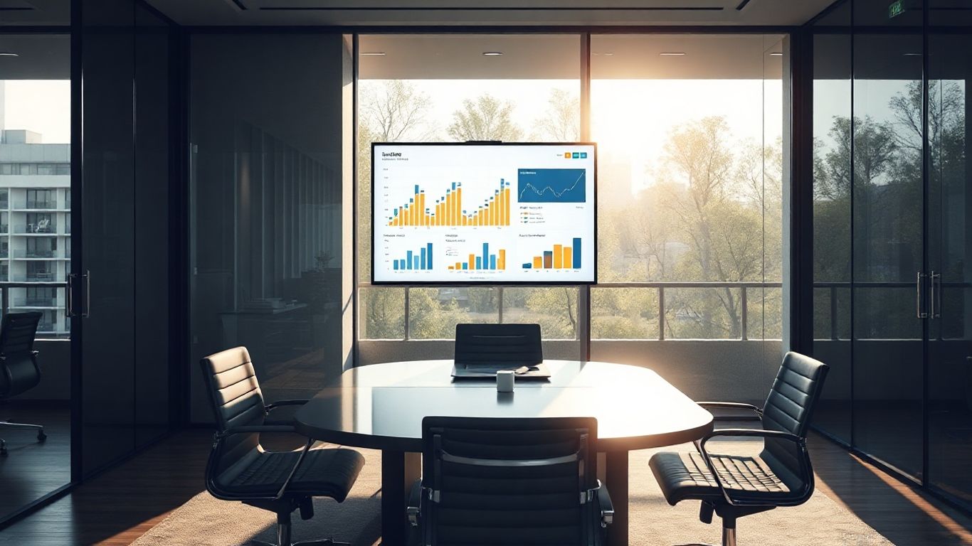Professional workspace with digital financial planning software