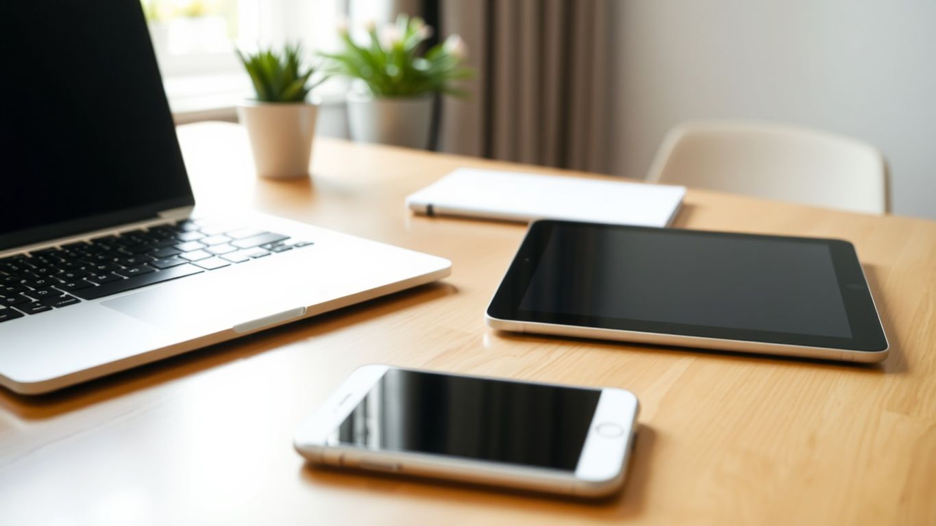 A clean digital workspace featuring professional computing equipment