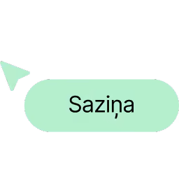 Green rounded rectangular button with the word 'Sazina' in black text, accompanied by a small green arrow pointing left.