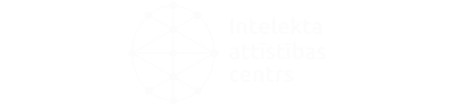 Logo with a geometric design featuring interconnected nodes and lines on the left, and the text 'Intelekta attistības centrs' on the right.