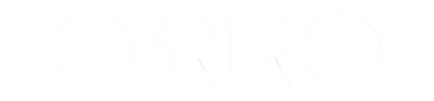 Text logo reading 'OBRERO' in thin, white uppercase letters on a transparent background.