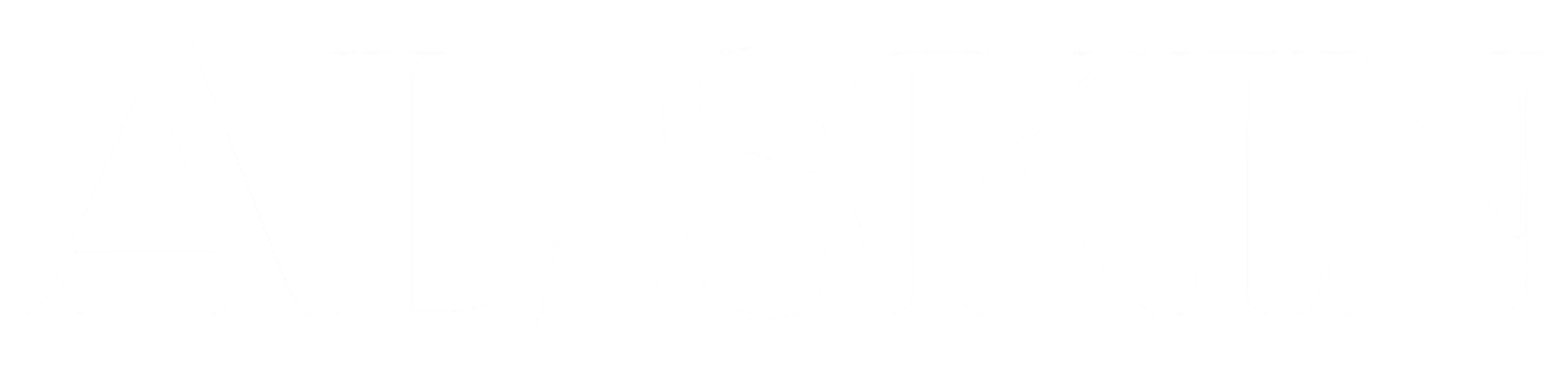 Text reading 'AL SKIN' in large white serif letters on a transparent background.