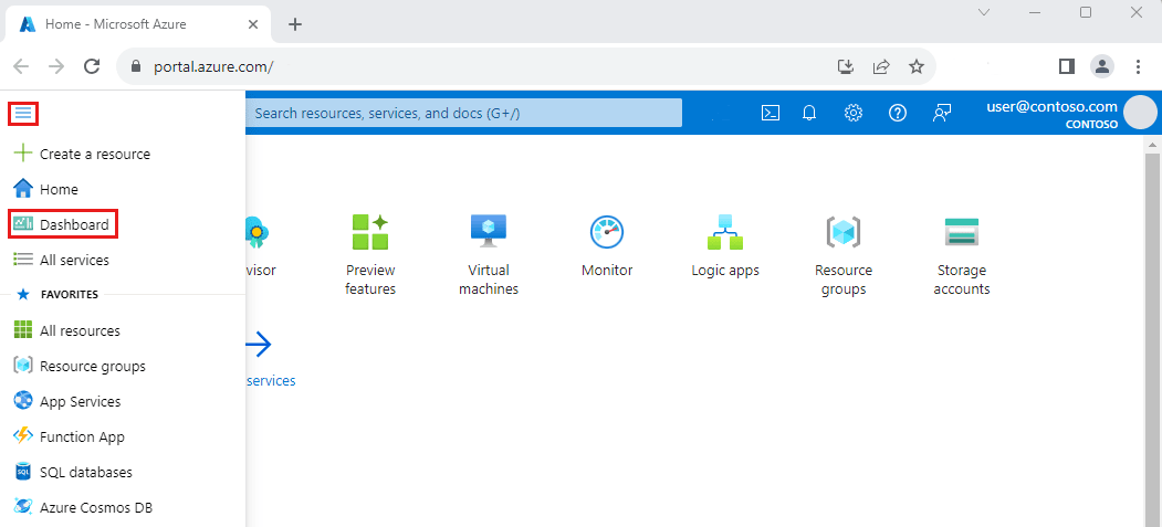 Azure Portal home: A clean, tile-based dashboard where you can access your services, monitor usage, and customize your view to fit your work style
