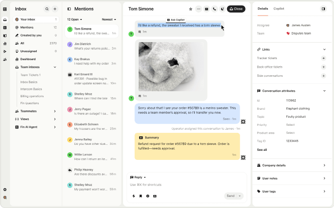 AI-powered inbox that summarizes customer issues and routes them to the right teammate