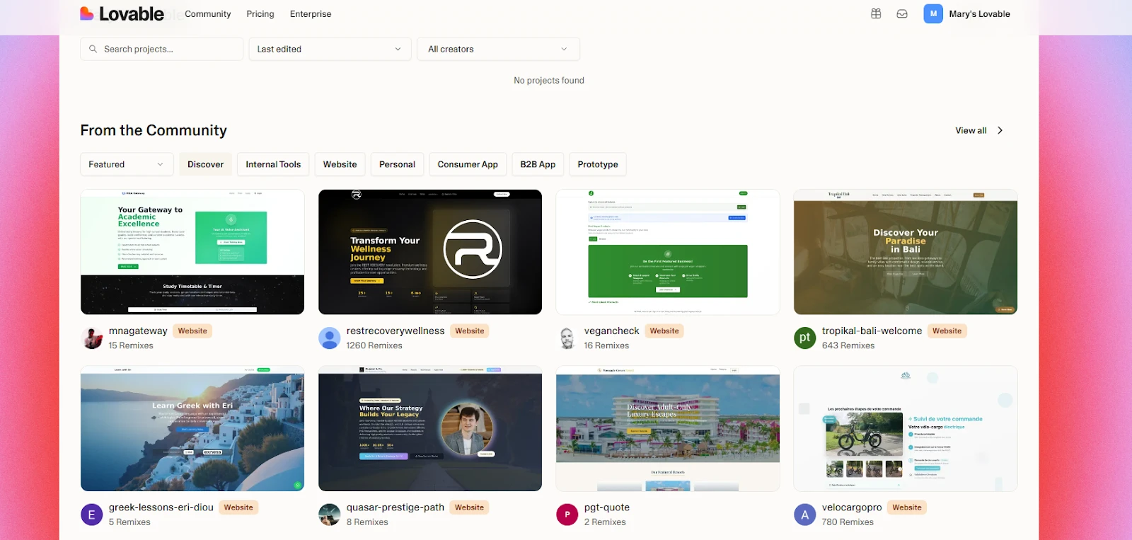 Jumpstart your next Lovable project with community-built templates