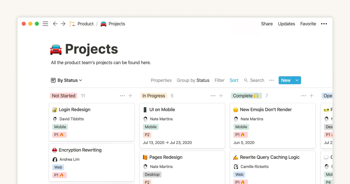 Store projects, Docs, Decisions & More All In One Shared Space with Notion