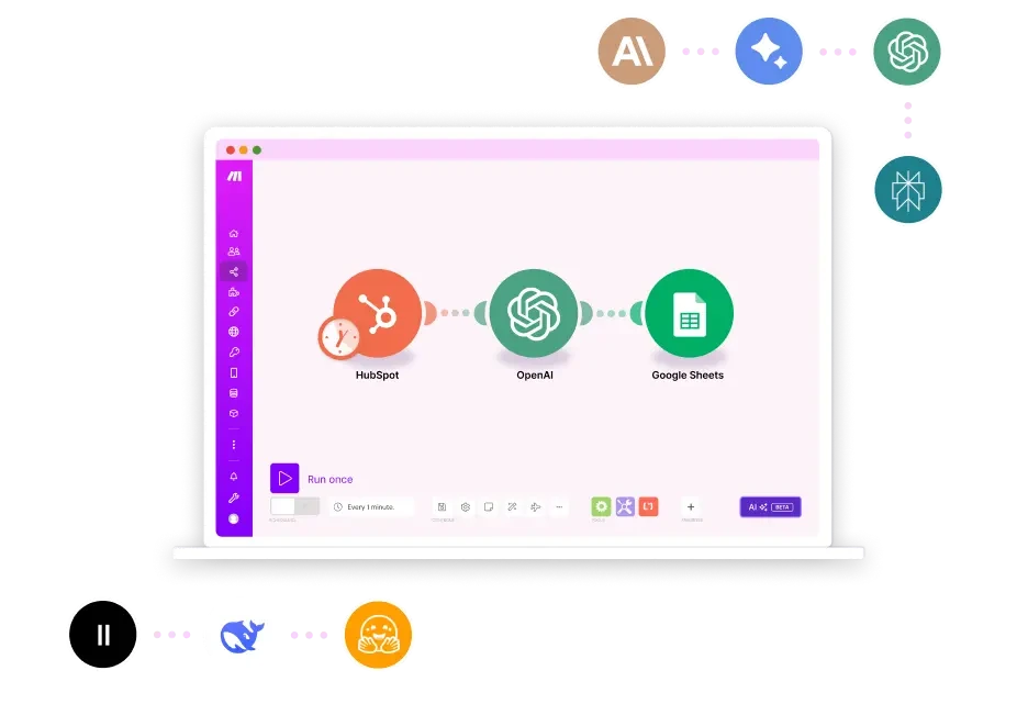 Design, run, and scale automations across your stack with Make