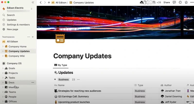 Notion’s workspace interface includes a customizable sidebar and a central page where you can manage content, databases, and notes