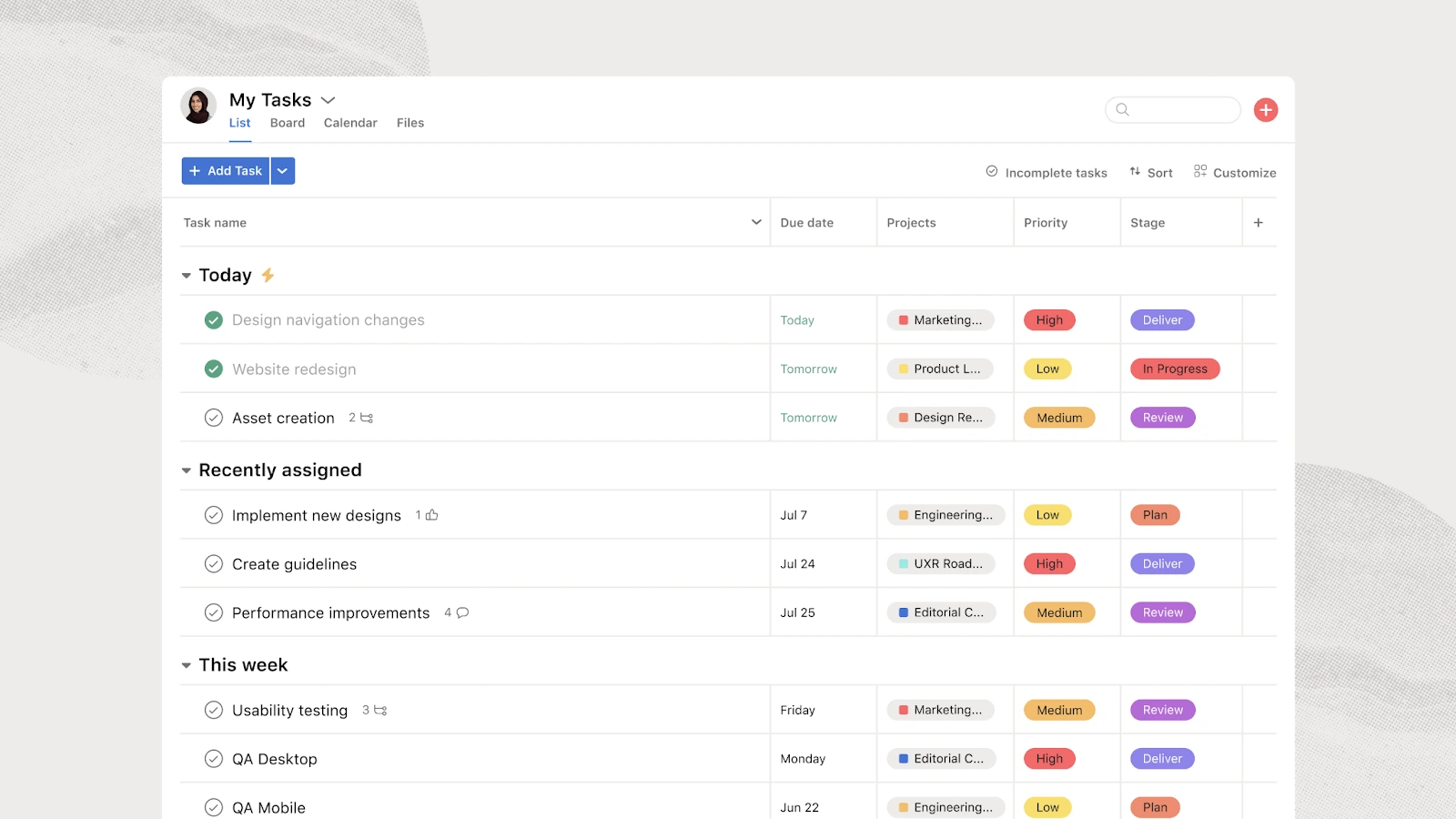 Asana allows individual collaborators to track their projects and deadlines to stay aligned with their team’s goals
