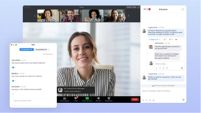 Zoom combines high-definition video with organized text-based communication to ensure every team member stays informed