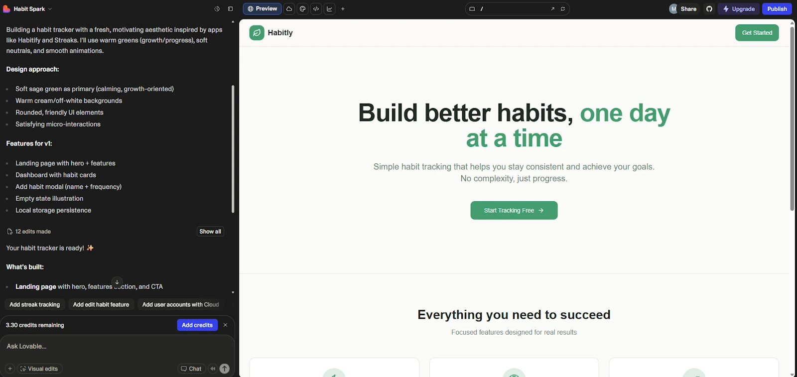 Generate your app through prompts and have a full preview directly on Lovable