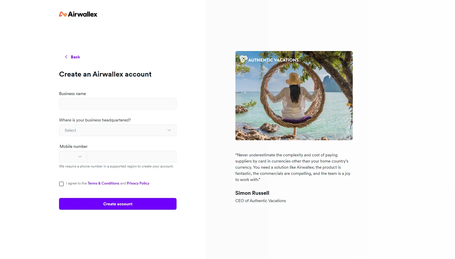 Setting up your Airwallex account takes just a few minutes
