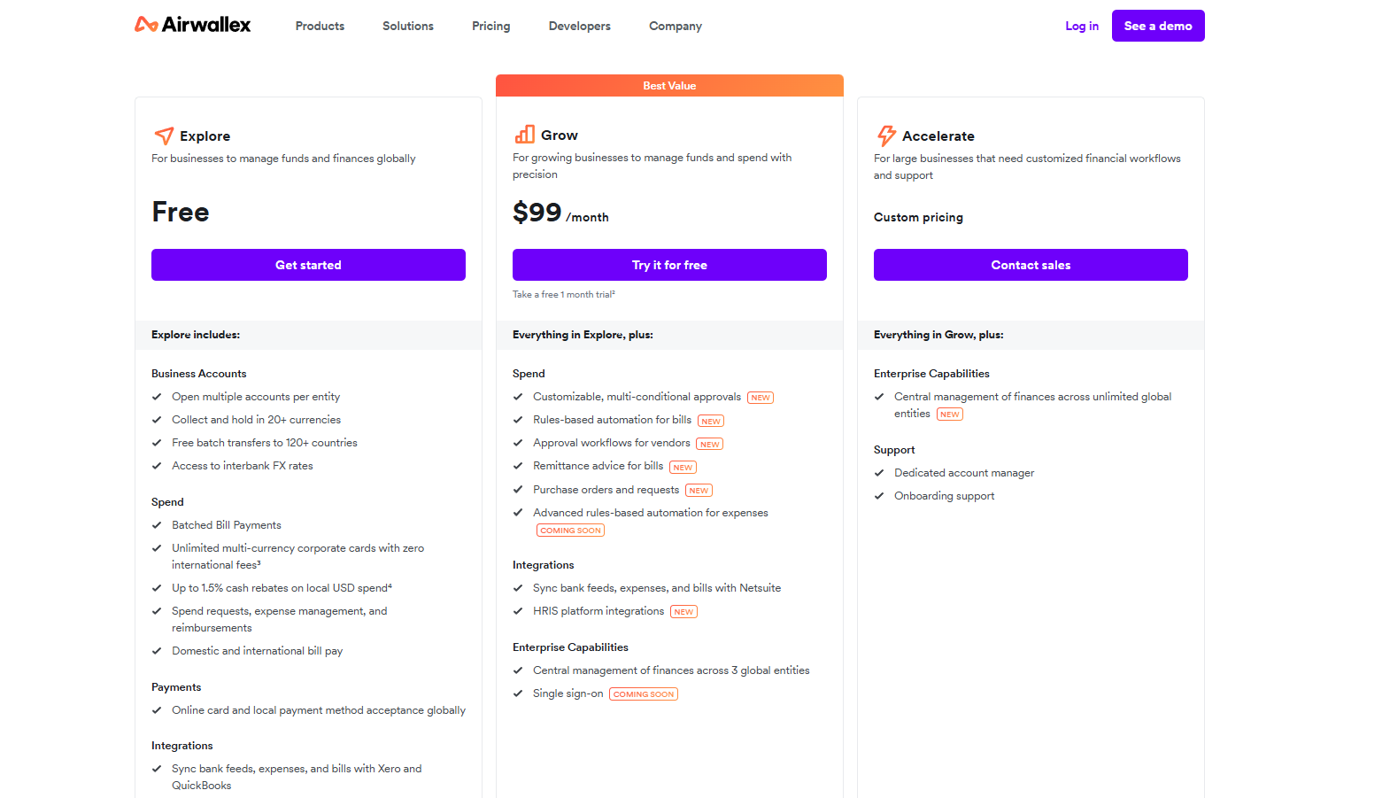 Compare Airwallex’s plans for your growing business