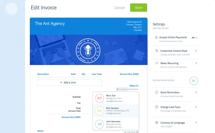 Managing estimates, invoices, and payments in FreshBooks
