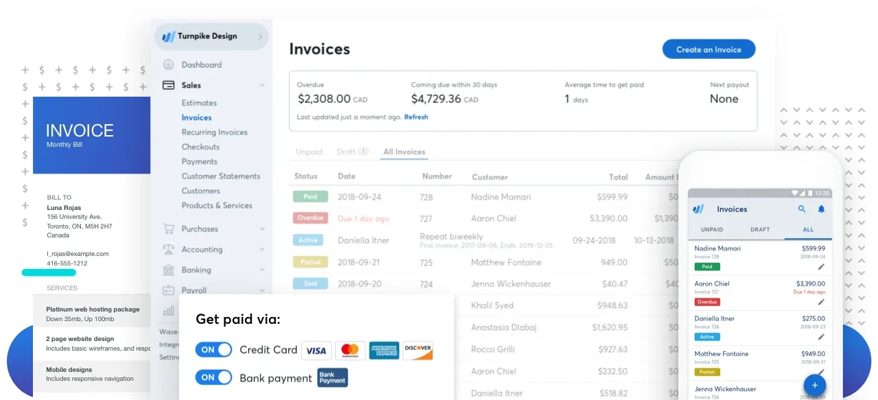 Manage billing and payments from Wave’s simple dashboard