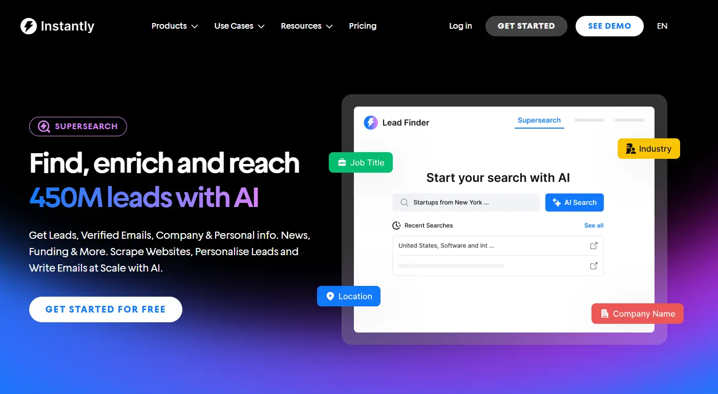 Instantly is your outbound engine, from lead search to first send