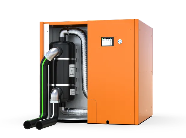 A picture of Bitpod and an integrated pool heat exchanger
