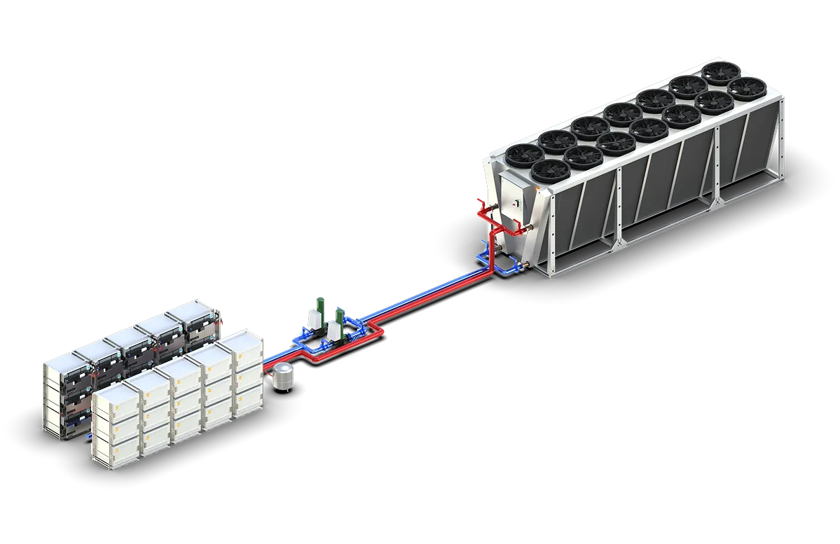 Example deployment of large scale liquid cooling