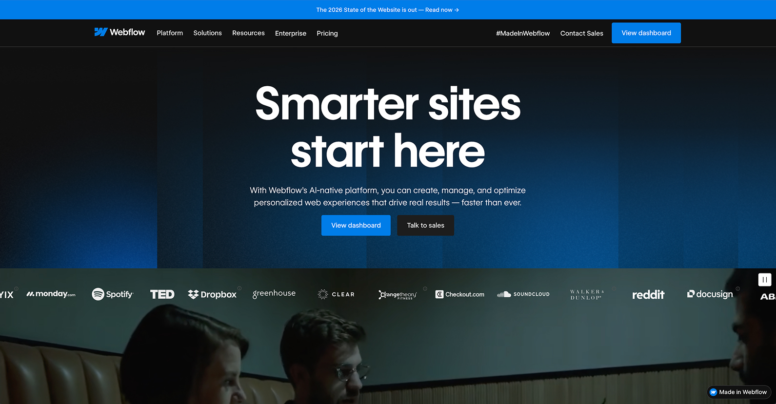 An image of the Webflow homepage.