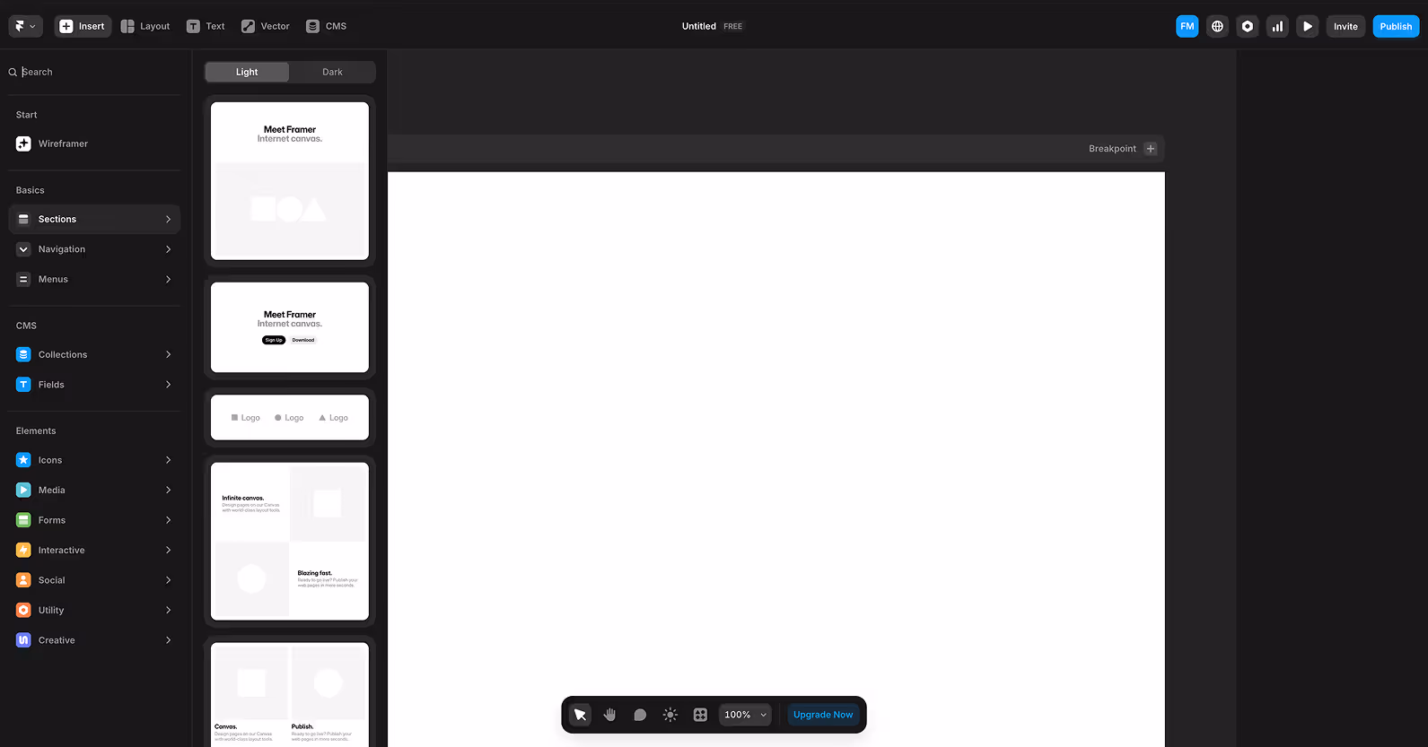 An image of the Framer.com builder.