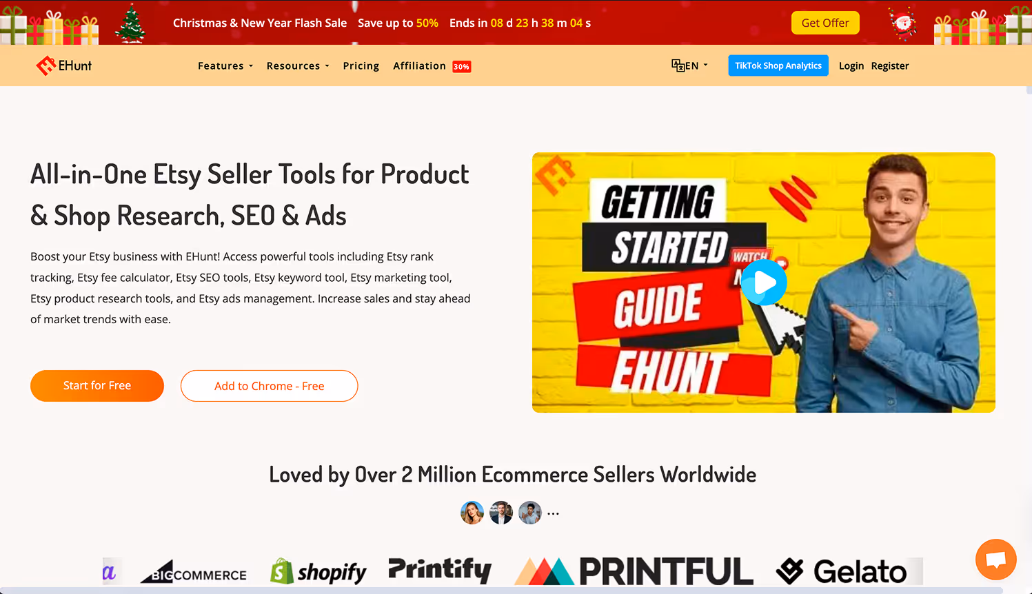 A screenshot of EasyHunt website.
