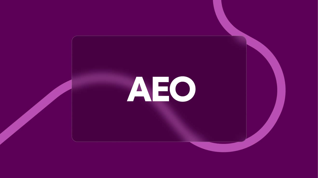 An abstract illustration with the word: "AEO".