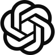 OpenAI logo composed of six interlocking hexagons in black.