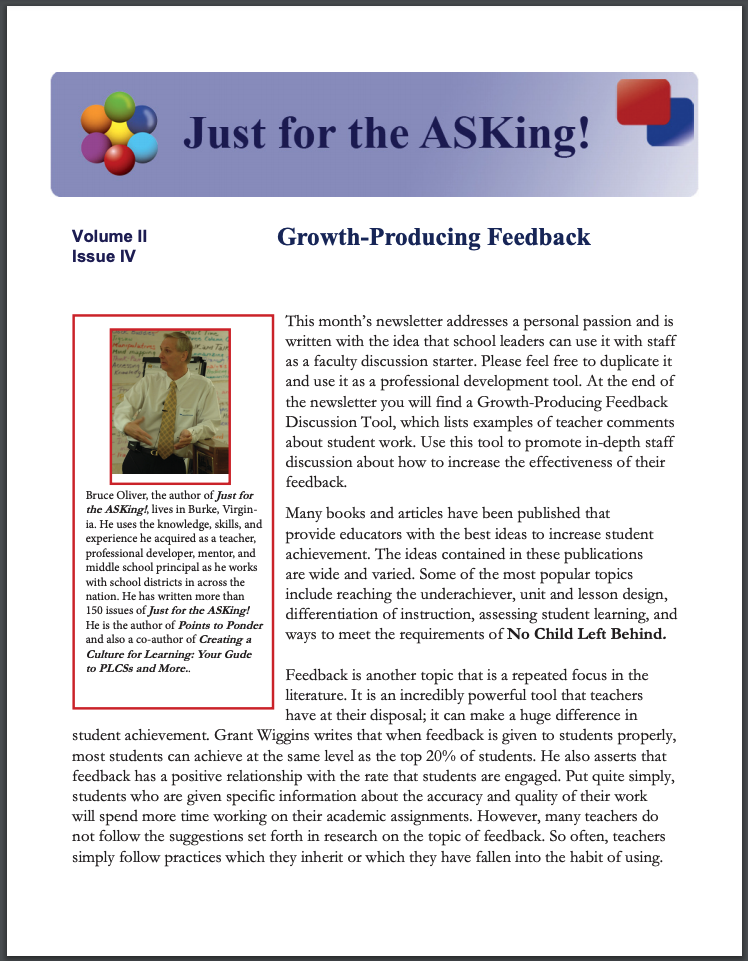 Growth-Producing Feedback by Bruce Oliver
