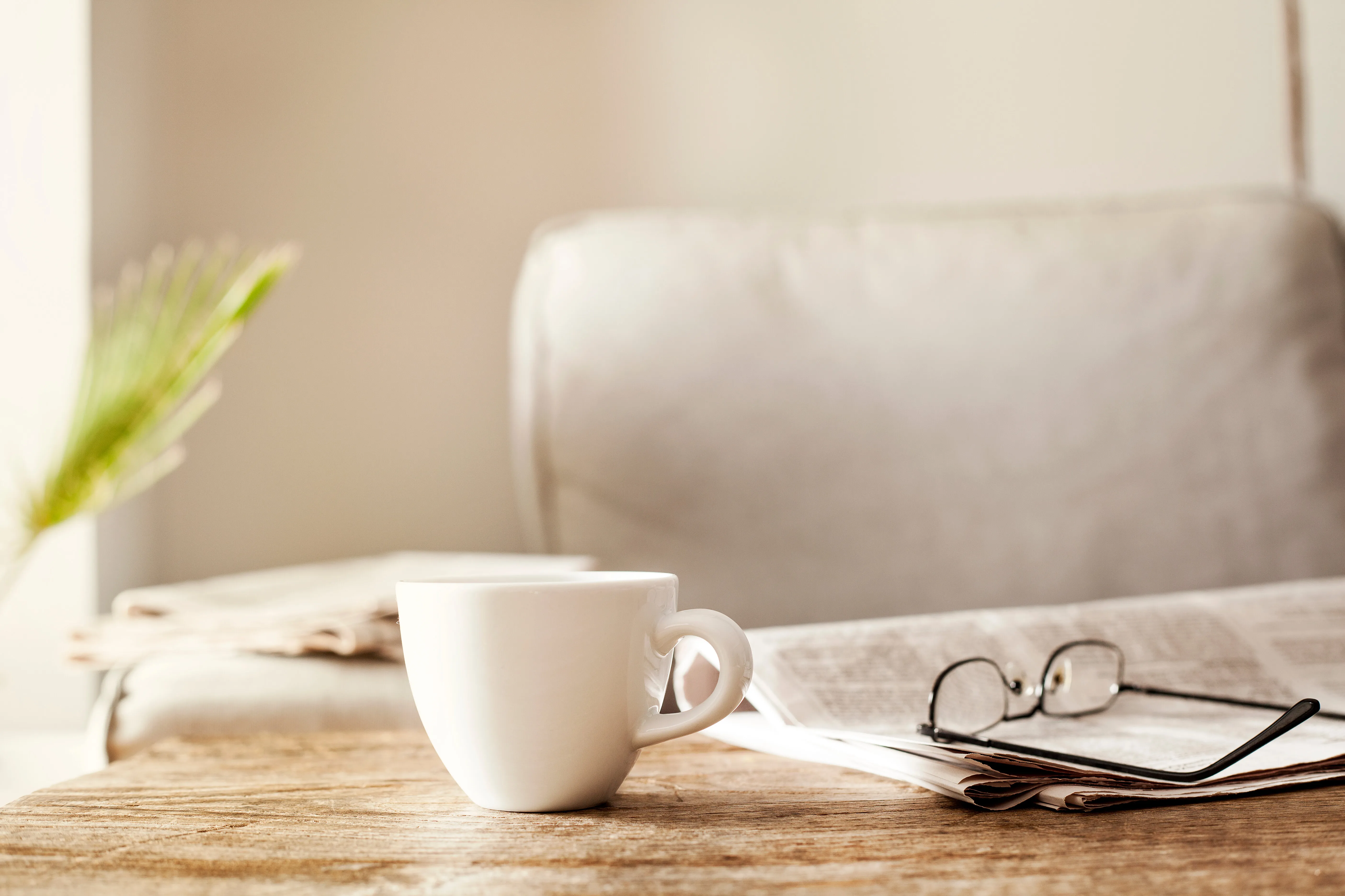 coffee table with items on it stock image