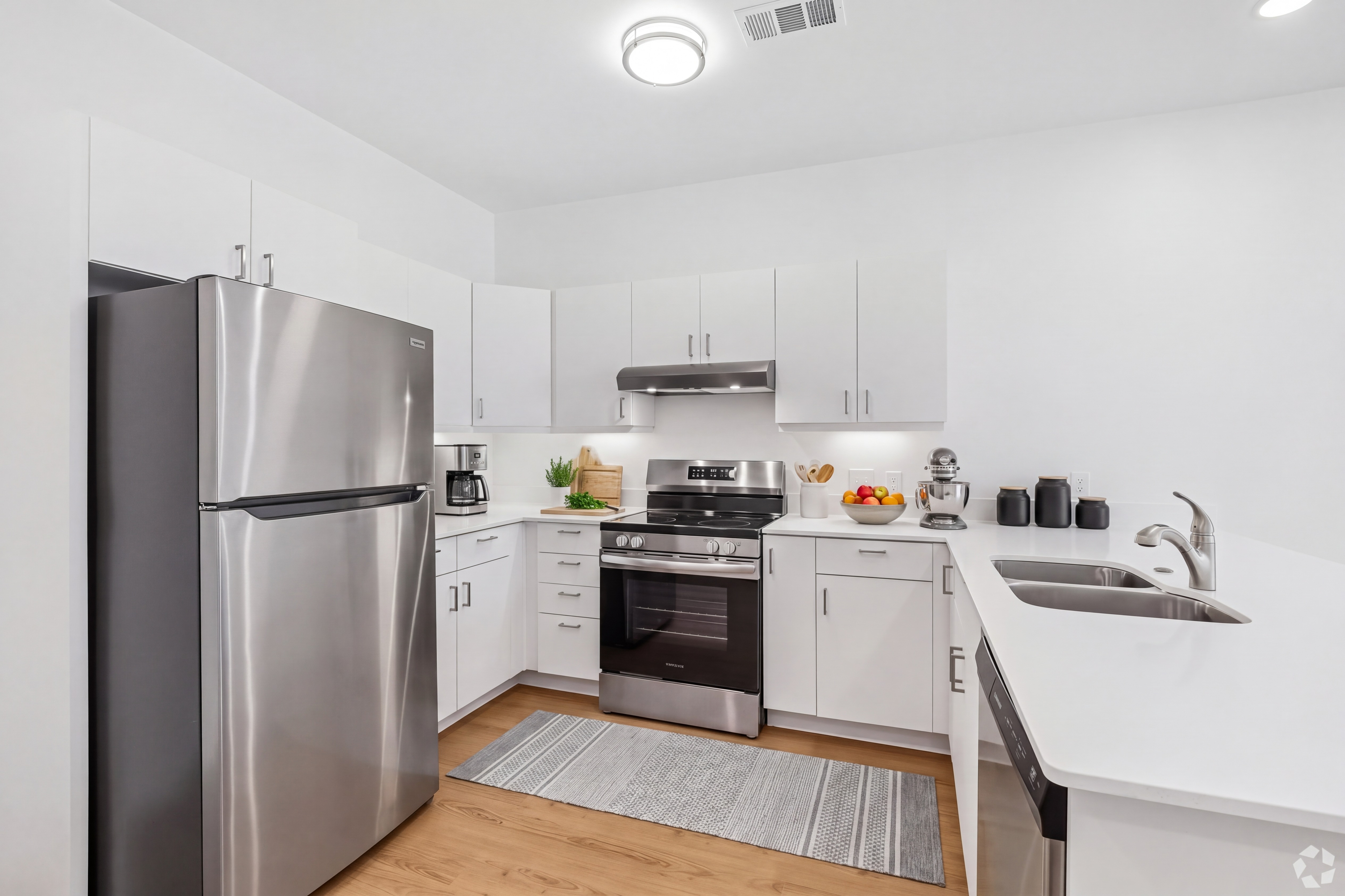 Kitchen with white cabinets