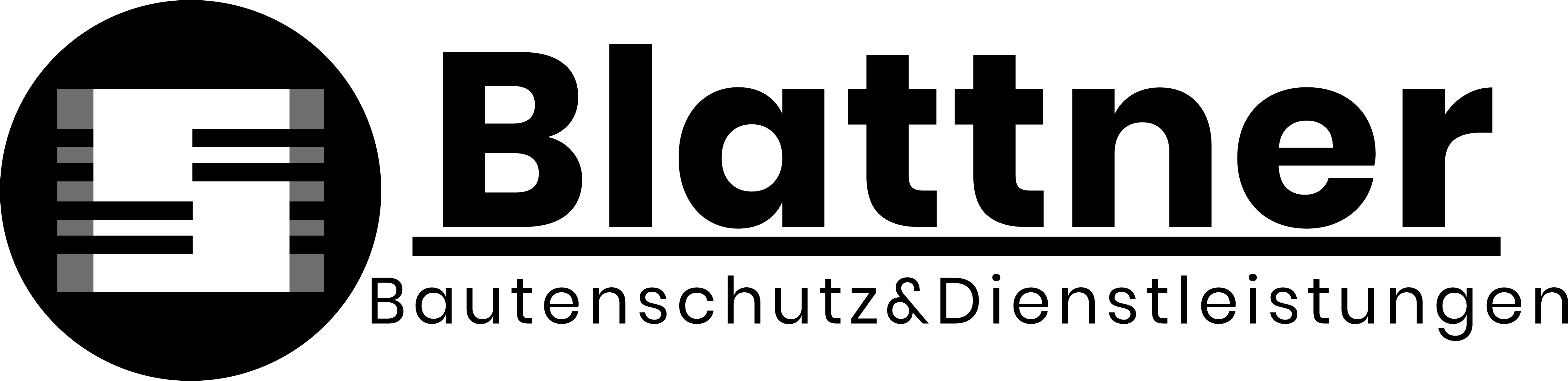 Logo von Blattner Bautenschutz & Dienstleistungen mit stilisiertem Symbol – Fachbetrieb für Abdichtung, Sanierung und Gebäudeschutz
