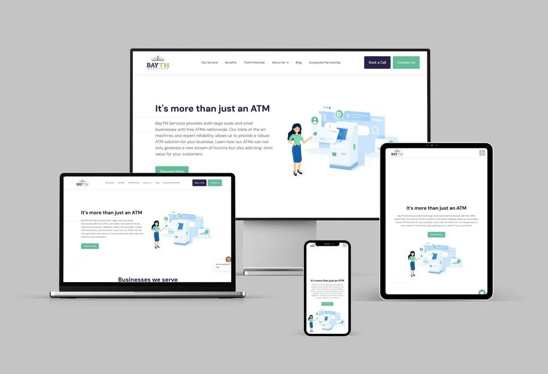 Screenshot of Bay tm's homepage mockup designed by Joseph Potential