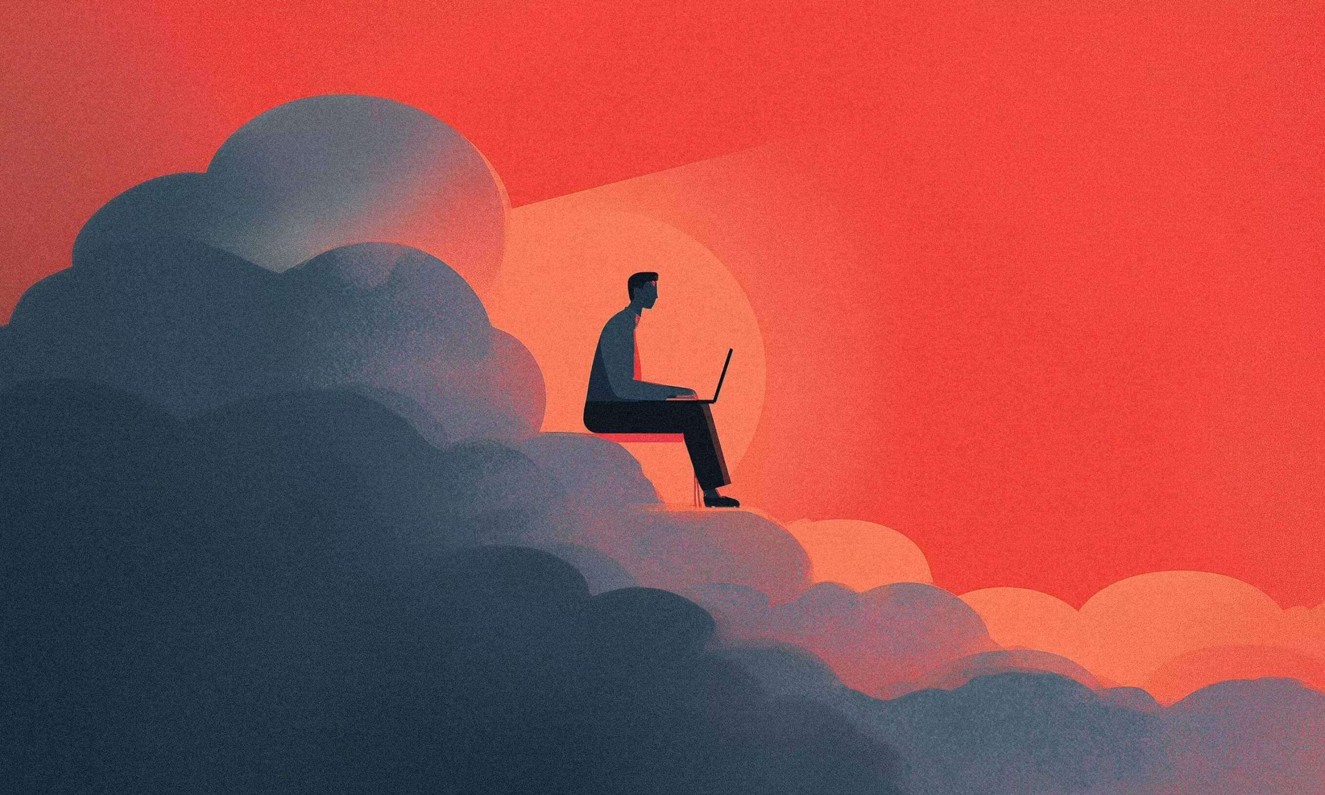 Illustration of a person seated on a cloud