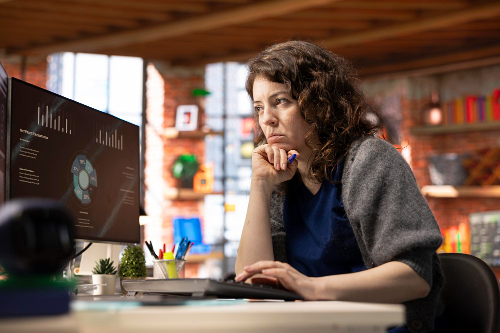 Designer working at a laptop in a café