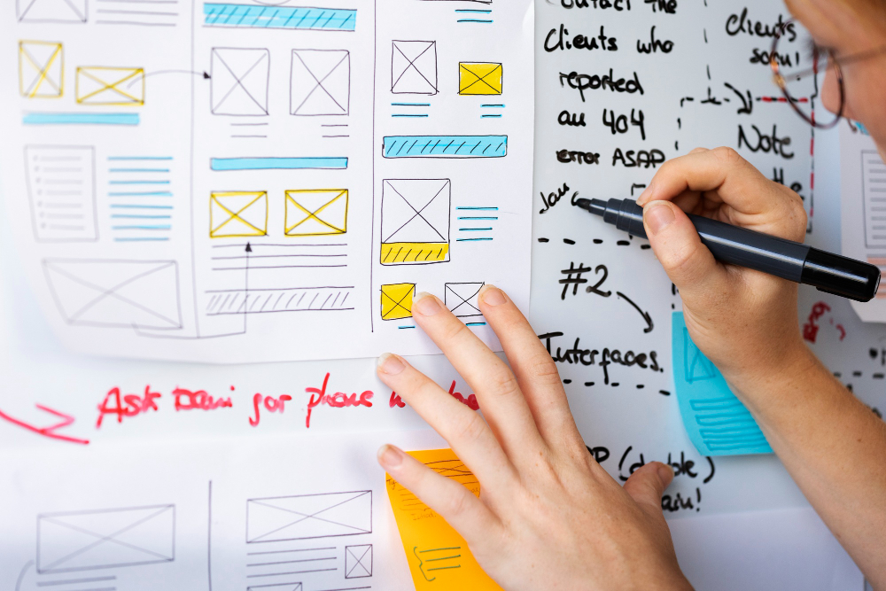 Website wireframes and planning notes